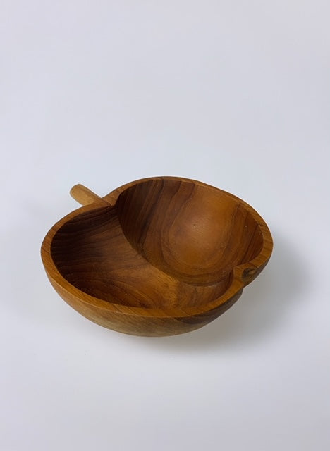 Vintage apple-shaped wooden bowl