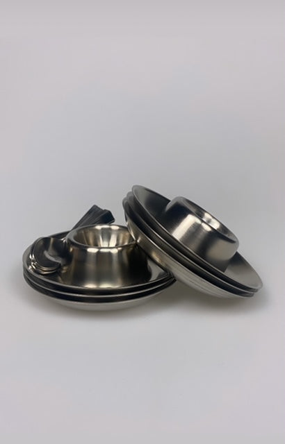 Set of 6 vintage stainless steel egg cups.