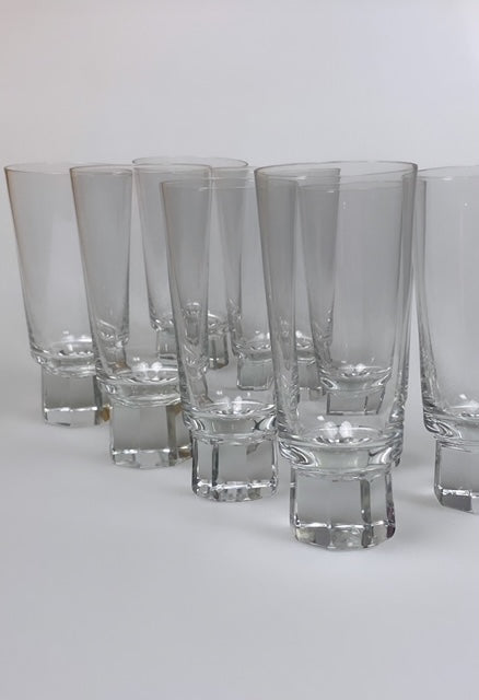 Set of 8 Mid-Century crystal wine glasses