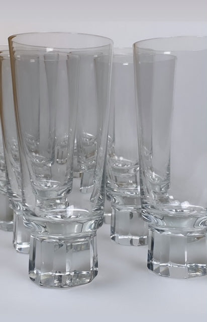 Set of 8 Mid-Century crystal wine glasses