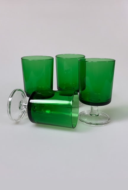 Vintage emerald green port glasses