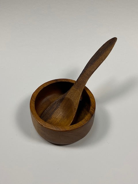Small wooden bowl with spoon