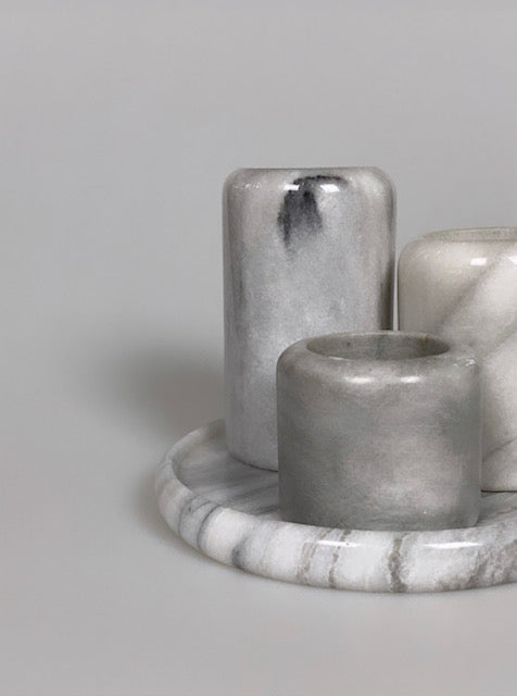 Set of vintage marble candle holders