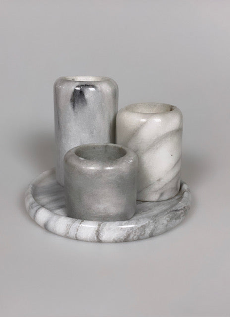 Set of vintage marble candle holders