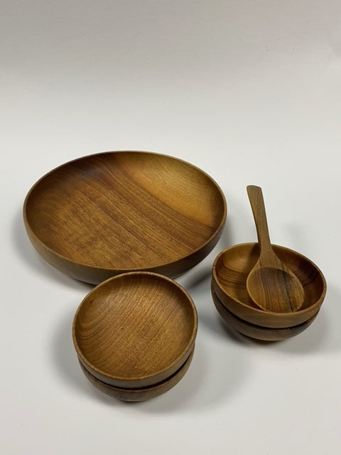 Set of vintage wooden bowls