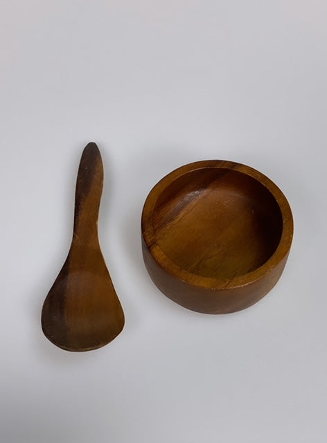 Small wooden bowl with spoon