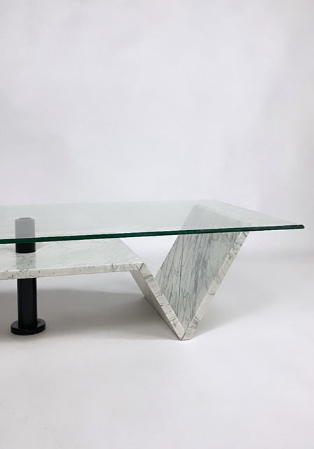 Vintage marble and glass coffee table