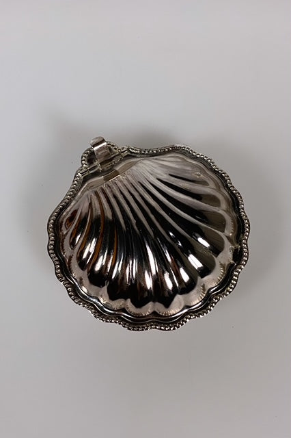 Silver plated seashell-shaped butter dish