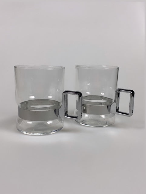 Vintage Tea Glasses with Silver-Colored Handles