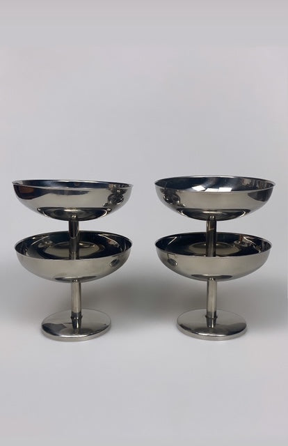 Set of 4 stainless steel ice cream coupes
