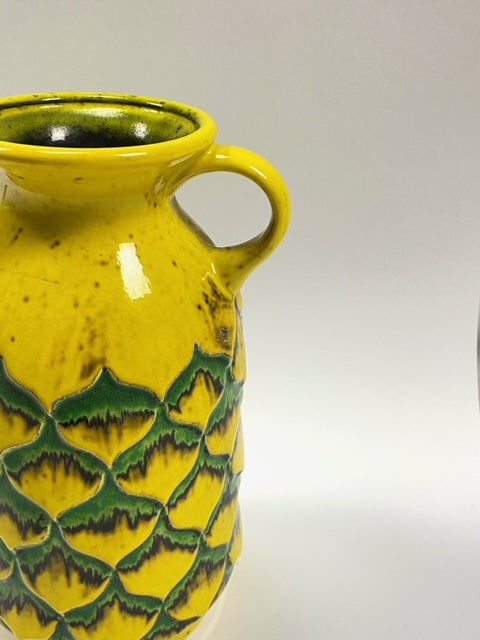 German vivid yellow and green ceramic vase