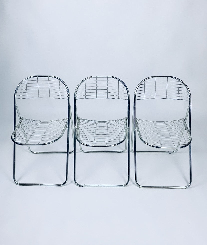 Set of 3 foldable wire chairs by Niels Gammelgaard