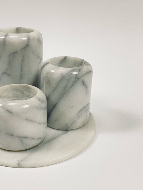 Set of marble candle holders