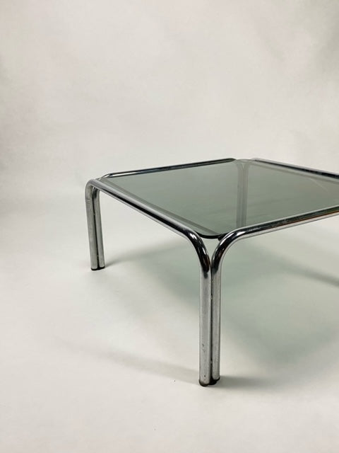 Vintage chrome and smoked glass coffee table